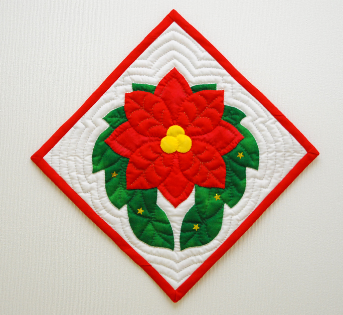 2009クリスマスミニタペストリー(ポインセチア) [ハワイアンキルト